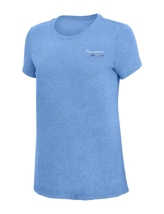 Womens Simply Soft Maritime Frost 4.5oz Poly/Combed Ring Spun Cotton T-Shirt
 w/Balderston Auto Group Logo