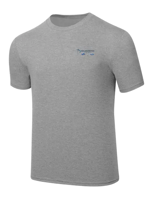 Simply Soft Heathered Light Grey 4.5oz  Poly/Combed Ring Spun Cotton T-Shirt w/Balderston Auto Group Logo