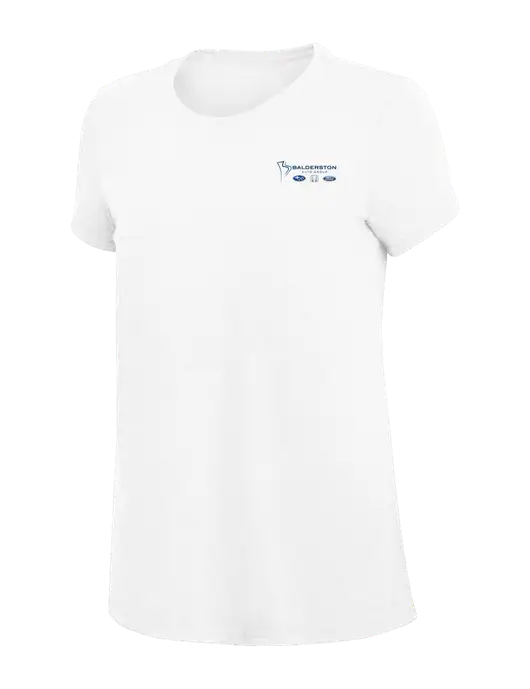 Womens Simply Soft White 4.5oz Poly/Combed Ring Spun Cotton T-Shirt
 w/Balderston Auto Group Logo