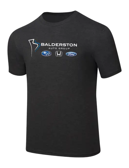 Simply Soft Black Frost 4.5oz  Poly/Combed Ring Spun Cotton T-Shirt w/Balderston Auto Group Logo