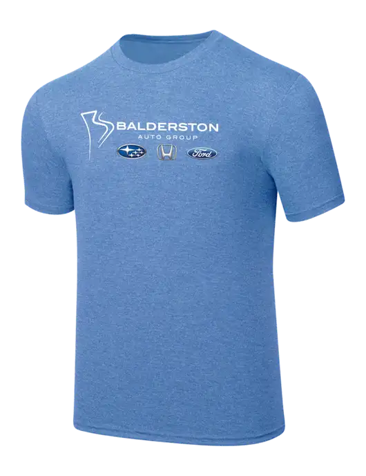 Simply Soft Carolina Blue Frost 4.5oz  Poly/Combed Ring Spun Cotton T-Shirt w/Balderston Auto Group Logo