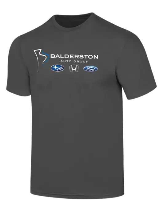 Simply Soft Charcoal 4.5oz  Poly/Combed Ring Spun Cotton T-Shirt w/Balderston Auto Group Logo