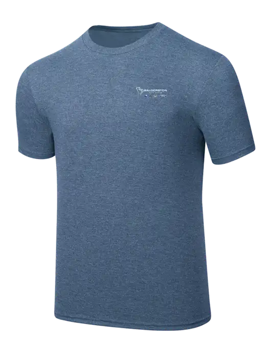 Simply Soft Light Slate Blue Heathered 4.5oz  Poly/Combed Ring Spun Cotton T-Shirt w/Balderston Auto Group Logo