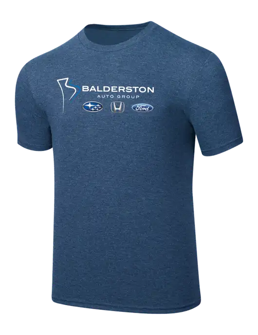 Simply Soft Heathered Navy 4.5oz  Poly/Combed Ring Spun Cotton T-Shirt w/Balderston Auto Group Logo