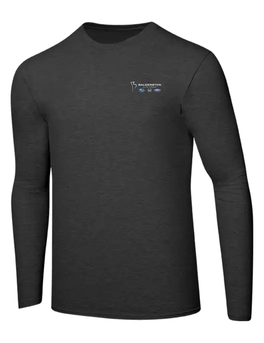 Ring Spun Dark Heather Grey 4.5 oz Long Sleeve T-Shirt w/Balderston Auto Group Logo