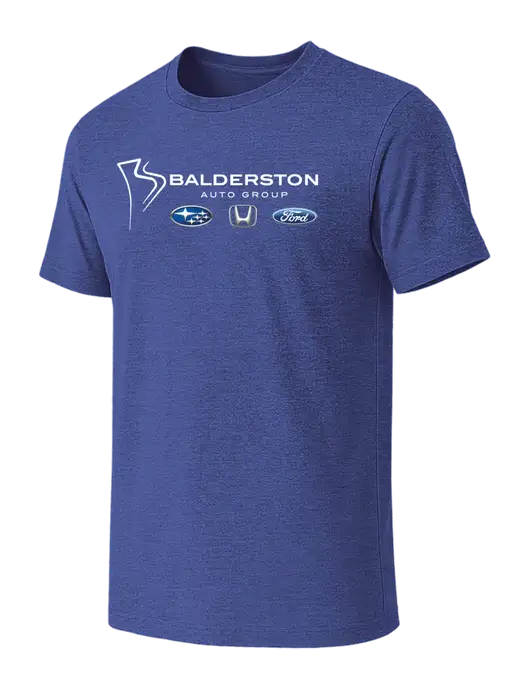 BELLA+CANVAS Heather Royal CVC Short Sleeve Tee w/Balderston Auto Group Logo