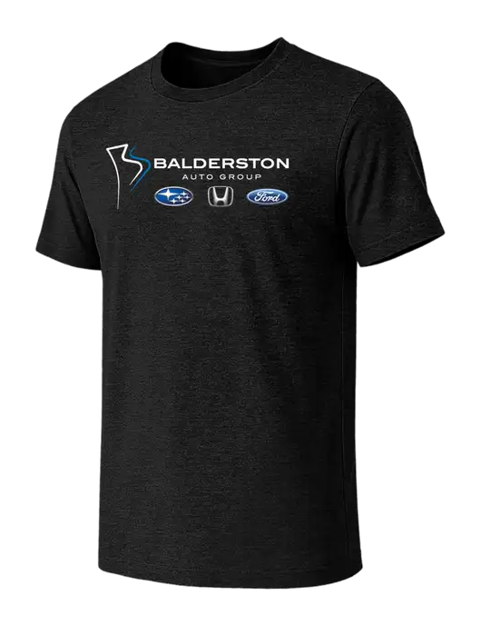 BELLA+CANVAS Black Heather CVC Short Sleeve Tee w/Balderston Auto Group Logo
