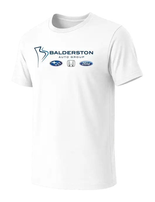 BELLA+CANVAS White Blend CVC Short Sleeve Tee w/Balderston Auto Group Logo
