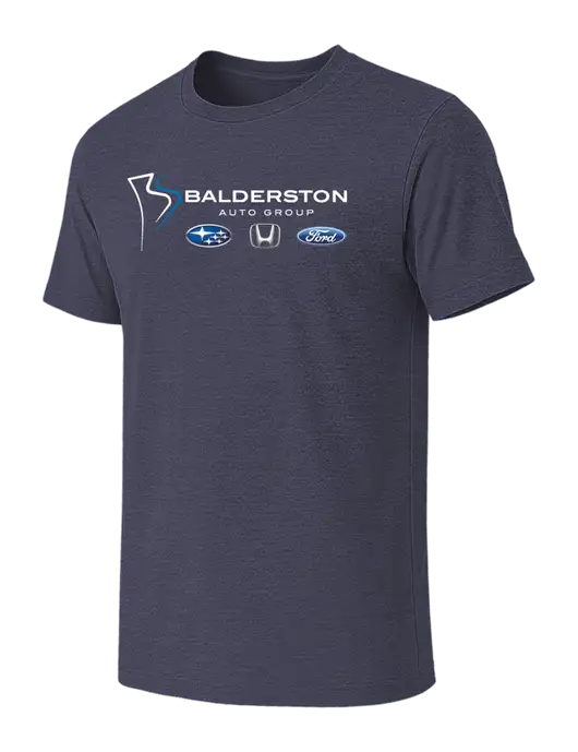 BELLA+CANVAS Heather Navy CVC Short Sleeve Tee w/Balderston Auto Group Logo