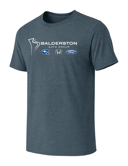 BELLA+CANVAS Heather Slate Blue CVC Short Sleeve Tee w/Balderston Auto Group Logo