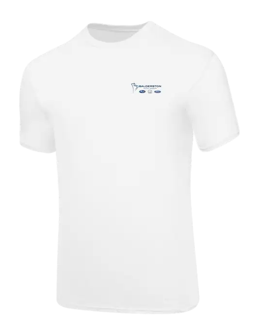 Core Blend White T-Shirt w/Balderston Auto Group Logo