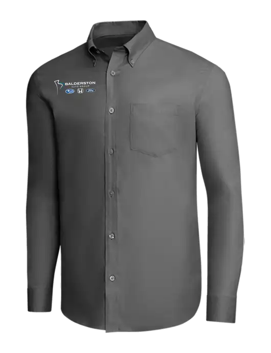 Brooks Brothers Dark Grey Wrinkle-Free Stretch Pinpoint Shirt w/Balderston Auto Group Logo