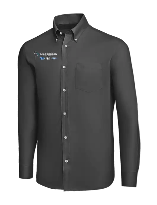 Brooks Brothers Dark Grey Wrinkle-Free Stretch Nailhead Shirt w/Balderston Auto Group Logo