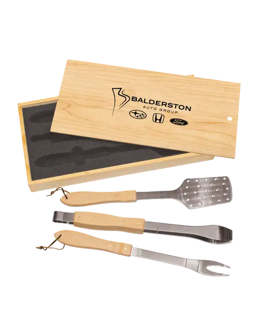 Wood BBQ Gift Set w/Balderston Auto Group Logo