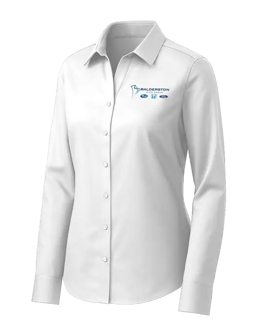 Brooks Brothers Womens White Wrinkle-Free Stretch Pinpoint Shirt w/Balderston Auto Group Logo
