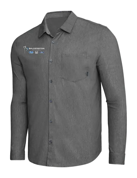 OGIO Dark Grey Heather Extend Long Sleeve Button Up Shirt w/Balderston Auto Group Logo
