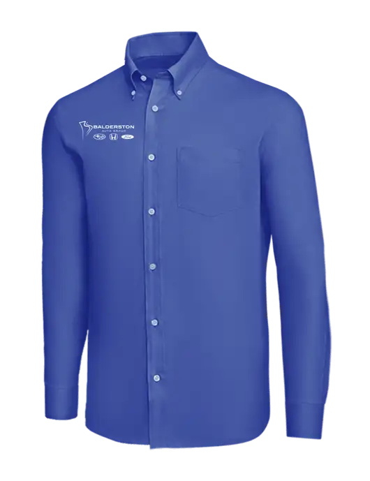 Brooks Brothers Dark Royal Wrinkle-Free Stretch Nailhead Shirt w/Balderston Auto Group Logo