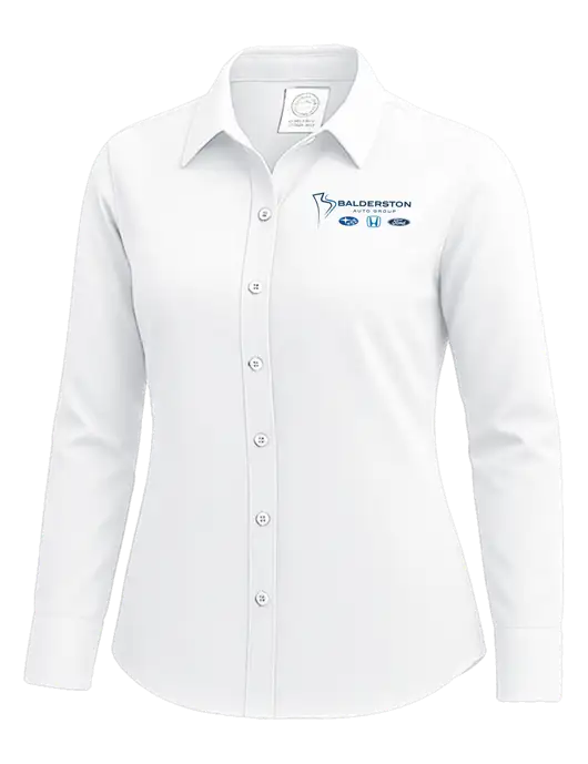 Brooks Brothers Womens White Wrinkle-Free Stretch Nailhead Shirt w/Balderston Auto Group Logo