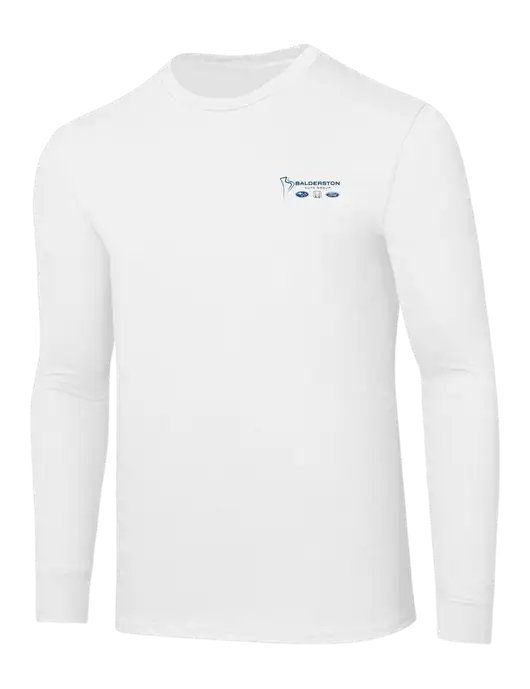 Core Blend White Long Sleeve Tee w/Balderston Auto Group Logo