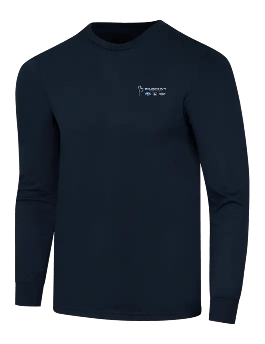 Simply Soft Long Sleeve Navy 4.5 oz, Poly/Combed Ring Spun Cotton T-Shirt w/Balderston Auto Group Logo