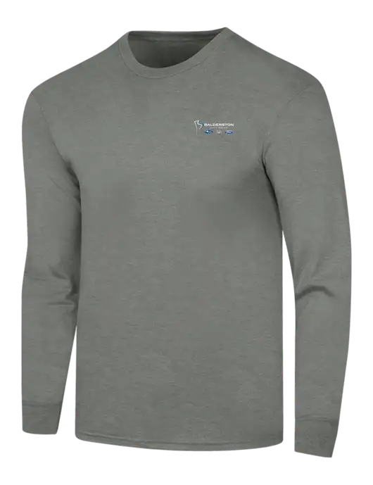 Simply Soft Long Sleeve Heathered Charcoal 4.5 oz, Poly/Combed Ring Spun Cotton T-Shirt w/Balderston Auto Group Logo