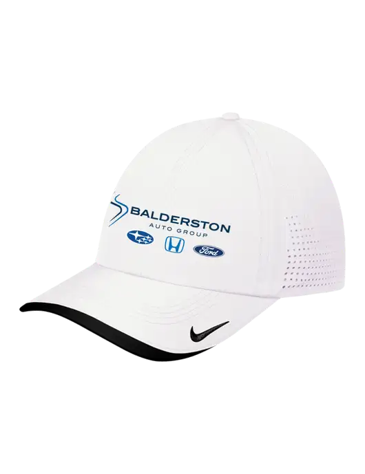 Nike White/Black Dri-FIT Perforated Performance Cap w/Balderston Auto Group Logo