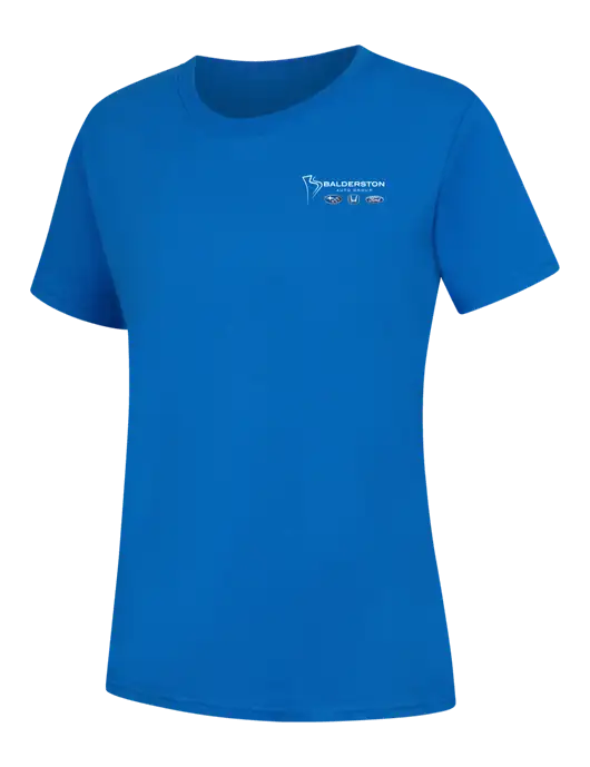 Womens Royal Blue Core Blend Tee w/Balderston Auto Group Logo