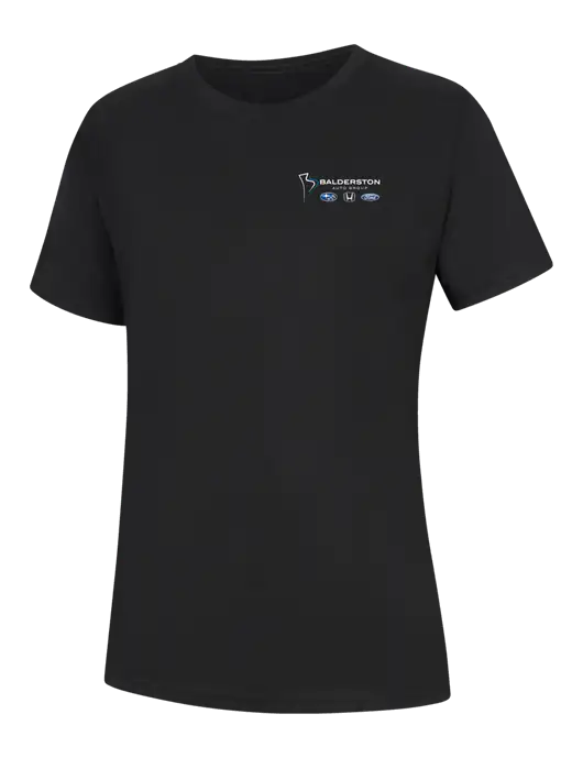 Womens Black Core Blend Tee w/Balderston Auto Group Logo
