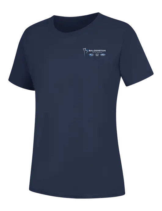 Womens Navy Core Blend Tee w/Balderston Auto Group Logo