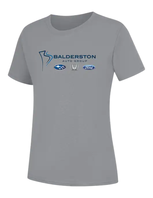 Womens Light Grey Heather Core Blend Tee w/Balderston Auto Group Logo