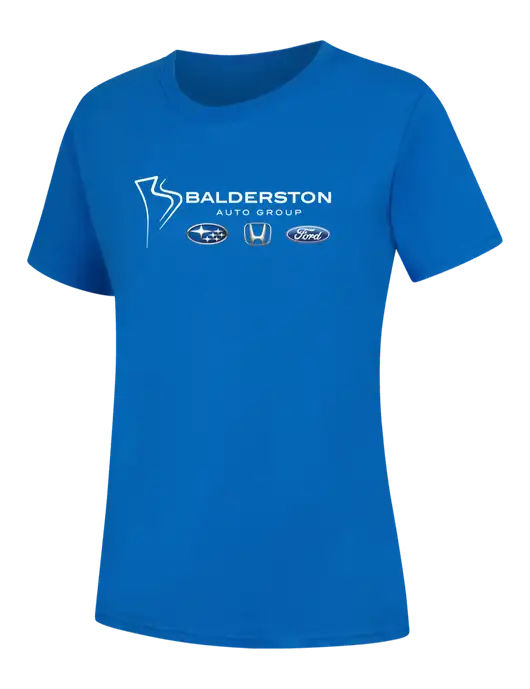 Womens Royal Blue Core Blend Tee w/Balderston Auto Group Logo