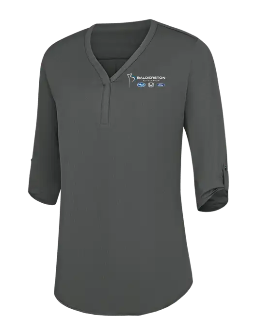 Womens Dark Grey City Stretch 3/4-Sleeve Tunic w/Balderston Auto Group Logo