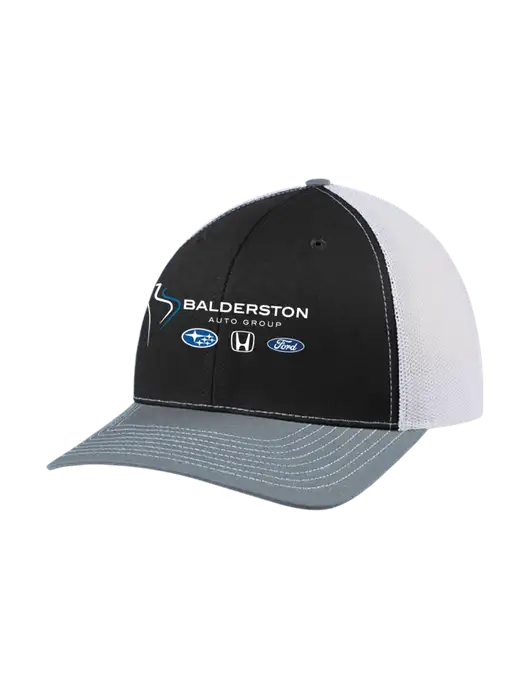Richardson Adjustable Snapback Original 112 Trucker Cap Black/Light Heather Grey/White Mesh w/Balderston Auto Group Logo