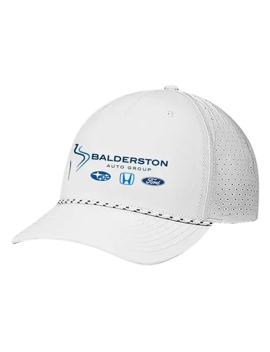 Richardson Laser Perf Performance White/White-Black Rope Cap w/Balderston Auto Group Logo