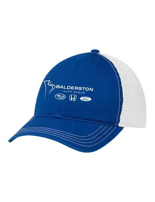 Richardson 111 Garment Washed Trucker Cap Royal w/White Mesh w/Balderston Auto Group Logo