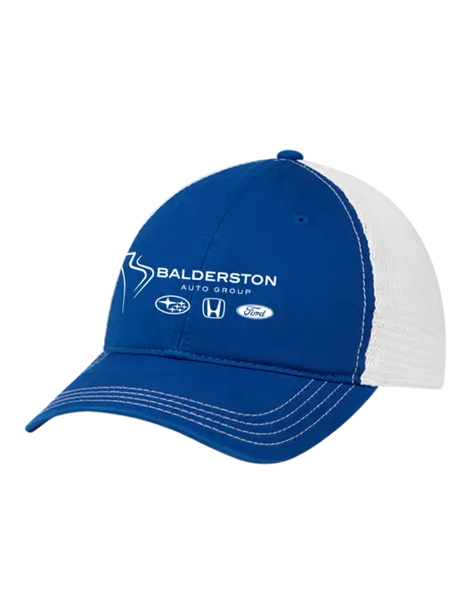 Richardson 111 Garment Washed Trucker Cap Royal w/White Mesh w/Balderston Auto Group Logo