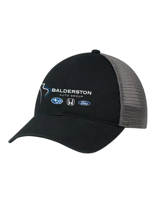 Richardson 111 Garment Washed Trucker Cap Black w/Charcoal Mesh w/Balderston Auto Group Logo