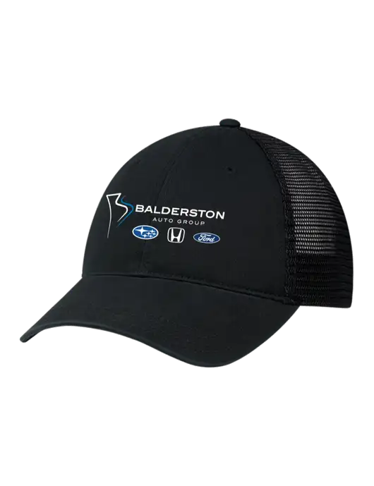 Richardson 111 Garment Washed Trucker Cap Black w/Black Mesh w/Balderston Auto Group Logo
