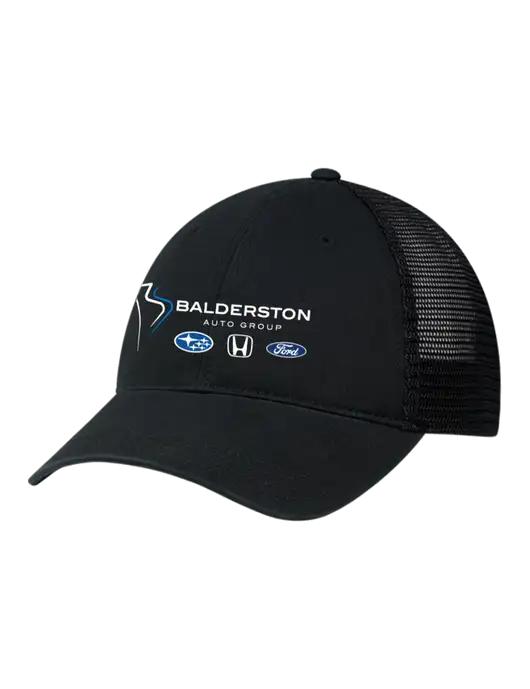 Richardson 111 Garment Washed Trucker Cap Black w/Black Mesh w/Balderston Auto Group Logo