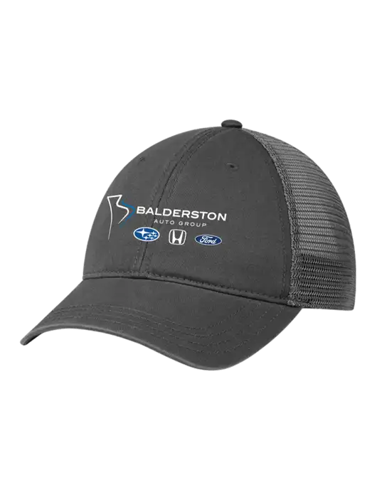 Richardson 111 Garment Washed Trucker Cap Charcoal w/Charcoal Mesh w/Balderston Auto Group Logo