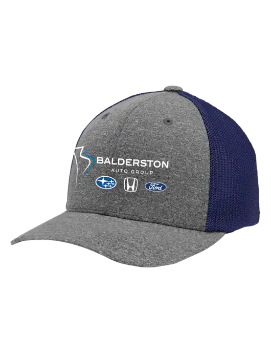 Flexfit Navy/Medium Grey Heather Melange Mesh Back Trucker Cap w/Balderston Auto Group Logo