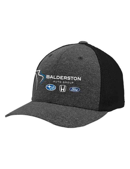 Flexfit Black/Dark Charcoal Heather Melange Mesh Back Trucker Cap w/Balderston Auto Group Logo