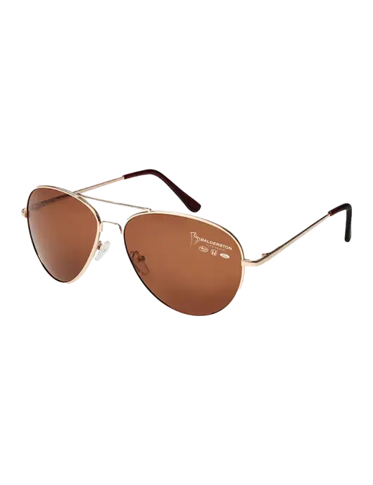 Aviator Coffee Brown with Gold Sunglasses  w/Balderston Auto Group Logo