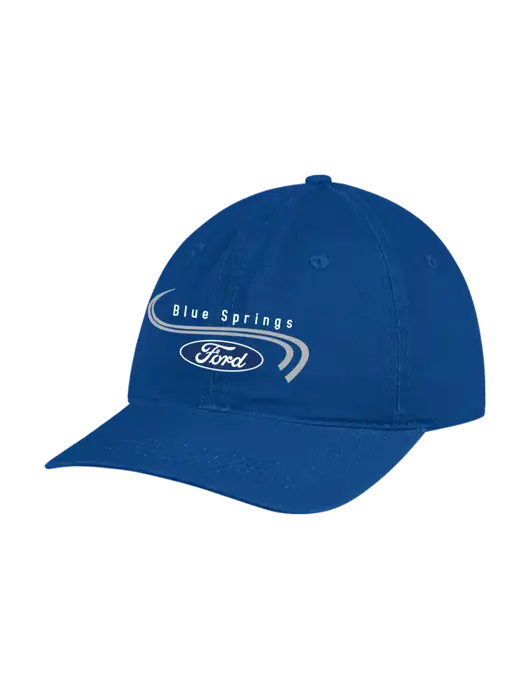 Garment Washed Unstructured Twill Royal Cap w/Blue Springs Ford Logo