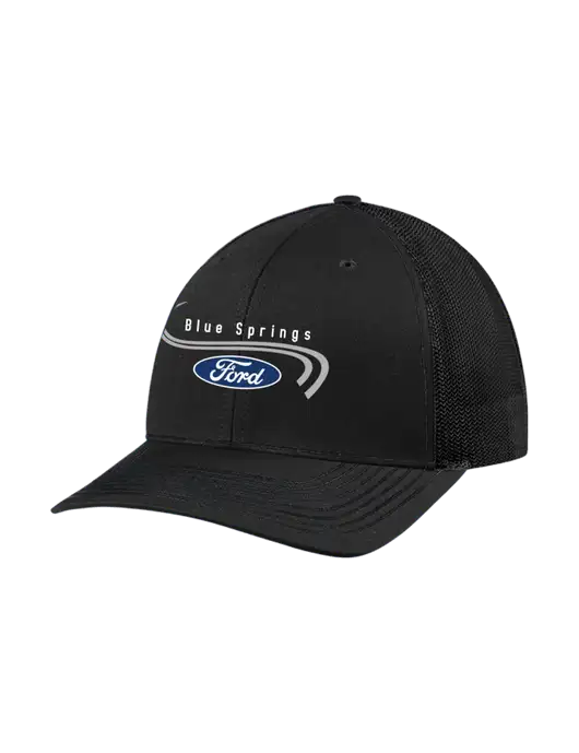 Richardson Adjustable Snapback Original 112 Trucker Cap Black w/Black Mesh w/Blue Springs Ford Logo