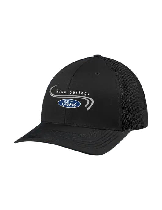 Richardson Adjustable Snapback Original 112 Trucker Cap Black w/Black Mesh w/Blue Springs Ford Logo