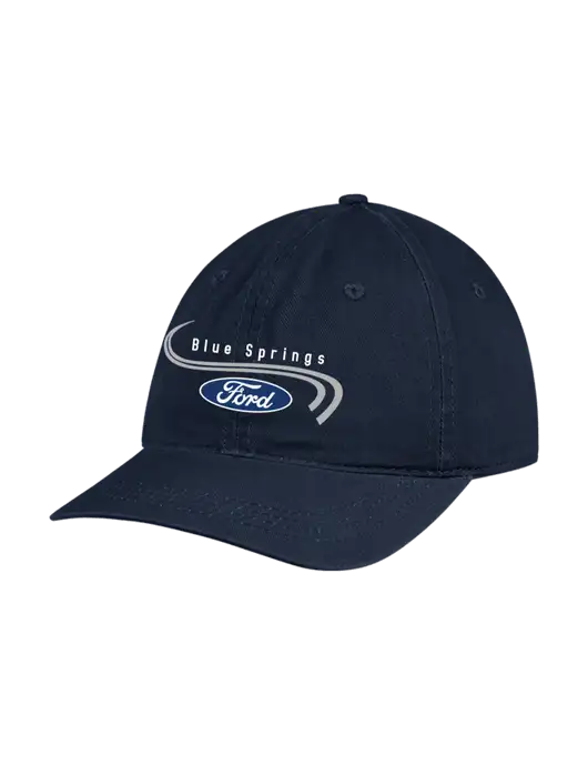Garment Washed Unstructured Twill Navy Cap w/Blue Springs Ford Logo