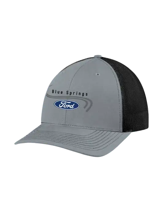 Richardson Adjustable Snapback Original 112 Trucker Cap Heather Grey w/Black Mesh w/Blue Springs Ford Logo