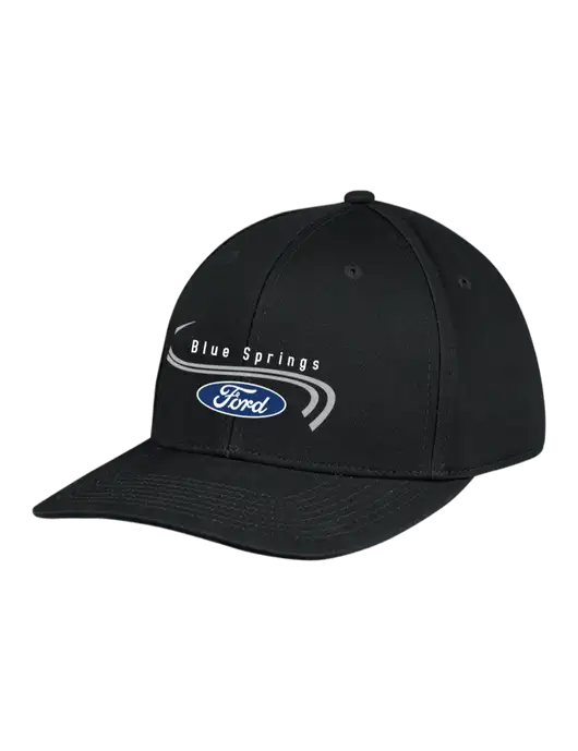 Premium Modern Structured Twill Black Snapback Cap w/Blue Springs Ford Logo