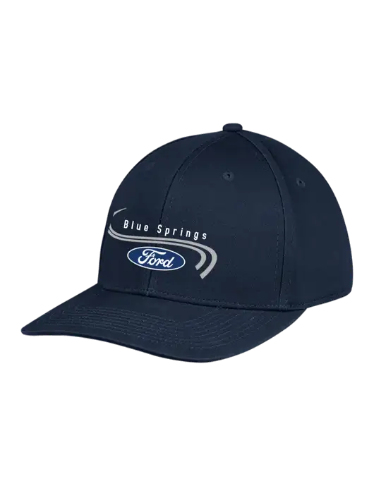 Premium Modern Structured Twill Navy Snapback Cap w/Blue Springs Ford Logo